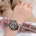 thumbnail image 2 of Reloj de pulsera de mujer con correa de PU de cuarzo con patrón de corazón con pantalla analógica de moda marrón, 2 of 4