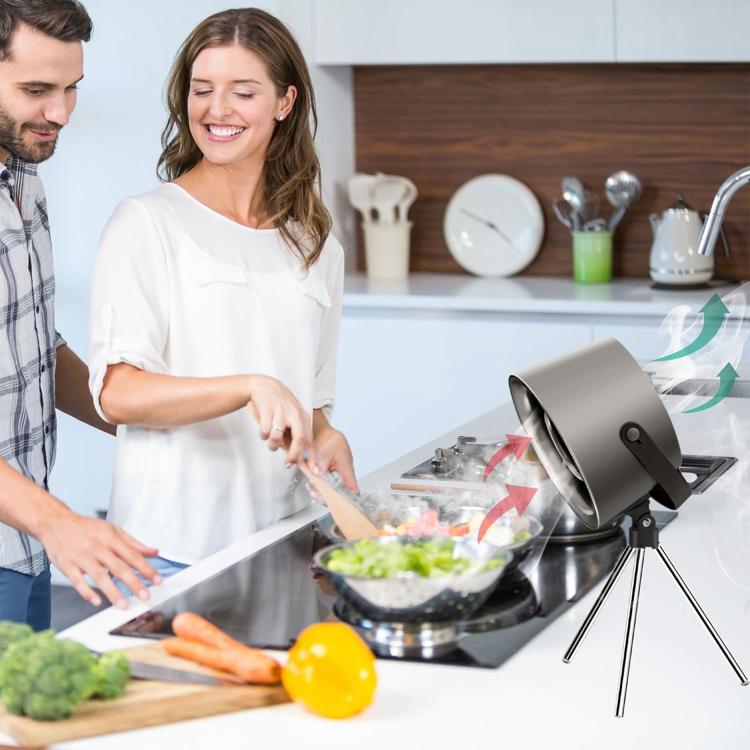 Aorsher Desktop Range Hood for Cooking, 3 Wind Speeds Portable Kitchen Exhaust Fan, Removable and Washable Desktop Range Hood for Indoor Barbecues, Fondue