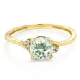 thumbnail image 2 of Gem Stone King 10K Yellow Gold Diamond Accent Engagement Ring 1.00 Ct Round Green Prasiolite, 2 of 3