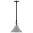thumbnail image 2 of Nuvo Lighting Zelda 1 Light Pendant Medium Base 60 Watt Black Finish Gray Metal Shade Faux Leather Straps, 2 of 6