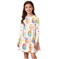 thumbnail image 2 of Xdegoge Funny Kids Girls Easter Holiday Dress Colorful Egg Printed Tween Spring Sundress Knee Length Swing Long Sleeve Cute Festival Party Outfit Casual Play Wear Daily Dress for Teen, 2 of 7