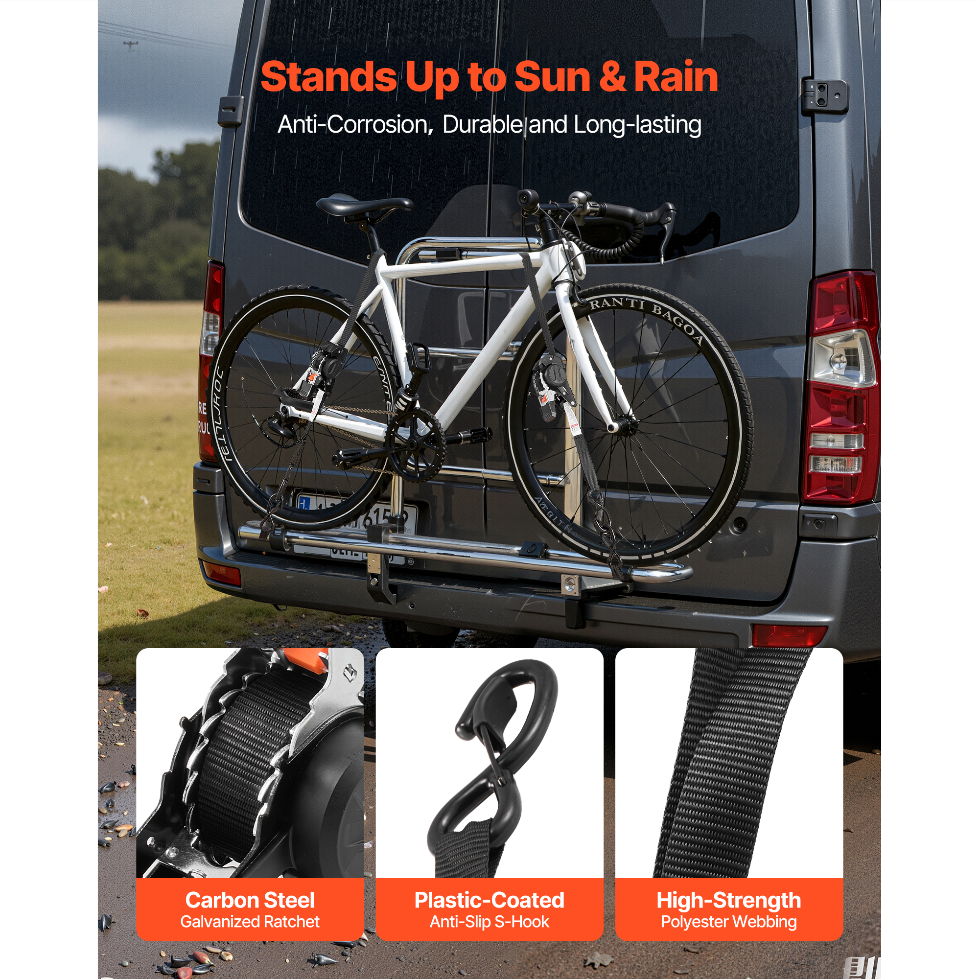 KFFKFF Retractable Ratchet Straps, 1 in x 10 ft, Tie Down Straps with S Hooks, 1200 lbs Break Strength, Includes 4 Soft Loops, Ideal for Securing Cargo, Trailers, Motorcycles, Kayaks, Car Roof