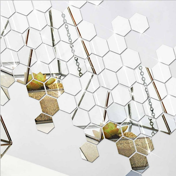 Pegatinas de pared Hexagonal Espejo Pasta Acrílico Espejo Pasta de pared Tridimensional Pasta de pared Inicio Espejo Adhesivo de pared