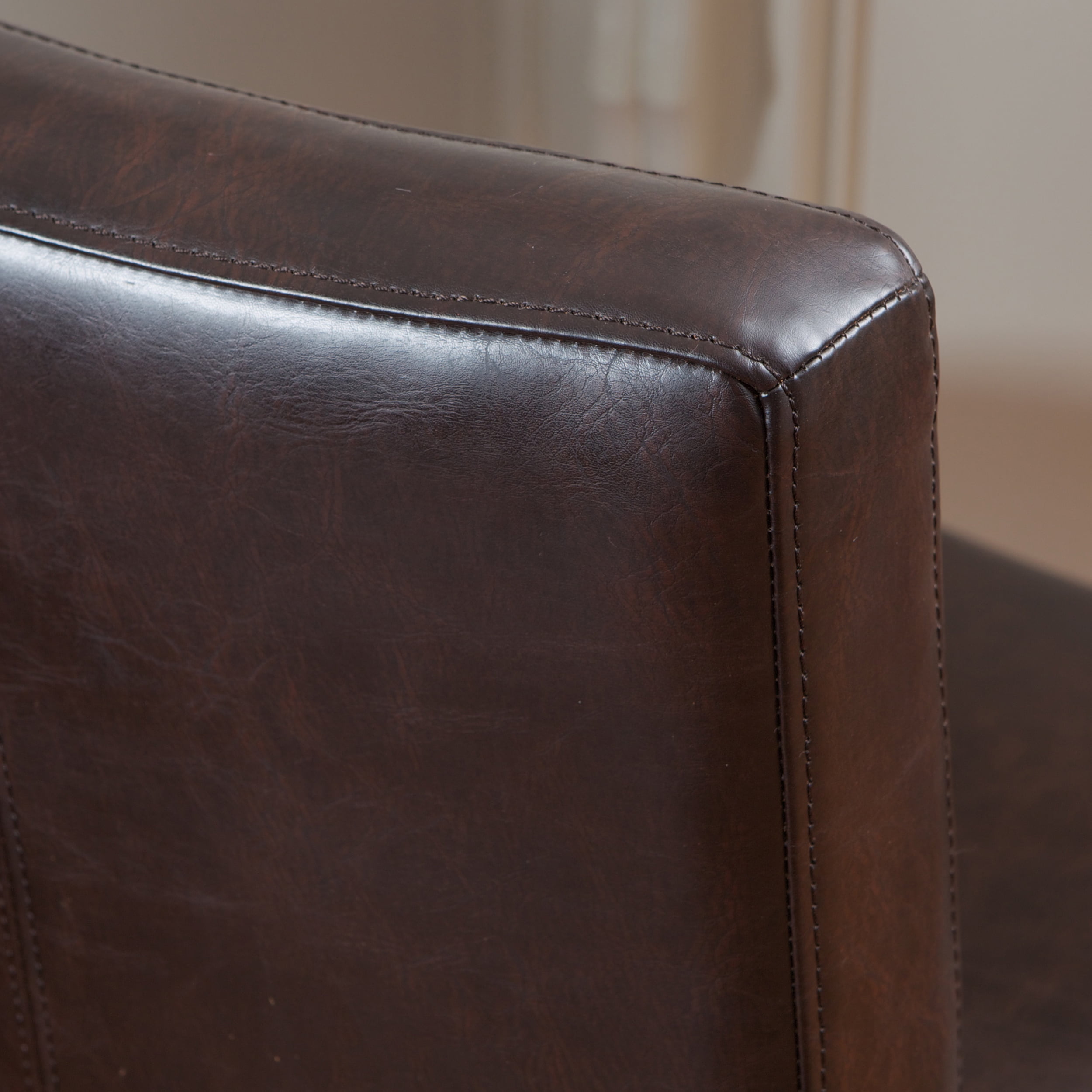 Noble House Linze Brown Bonded Leather Bar Stools (Set of 2)