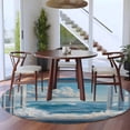 thumbnail image 3 of Round Rugs 6Ft, Coastal Round Area Rug Washable Indoor Throw Carpet, Window Nautical Beach Blue Seaside Soft Non Slip Circle Rug for Office Cabinet Home Decor Aesthetic, 3 of 8