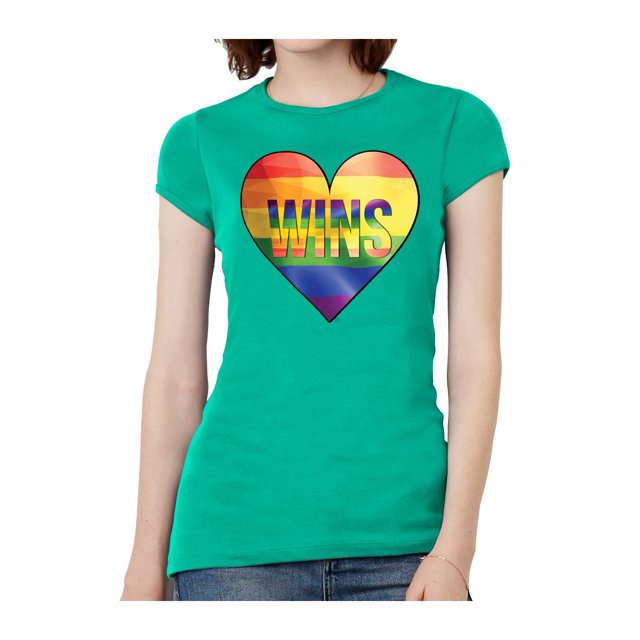 T-Shirt à Manches Courtes Love Wins Cœur pour Femmes - Kelly - 2TG