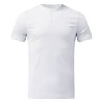 thumbnail image 2 of WXLWZYWL Plus Size THenley Shirts for Men Clearance Short Sleeve Quarter Button Up Solid Color Casual Front Placket Henley T-Shirts Cotton Shirts White L, 2 of 5