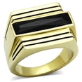 thumbnail image 1 of Alamode TK1188-8 Men IP Gold Stainless Steel Ring with Synthetic in Jet - Size 8, 1 of 1
