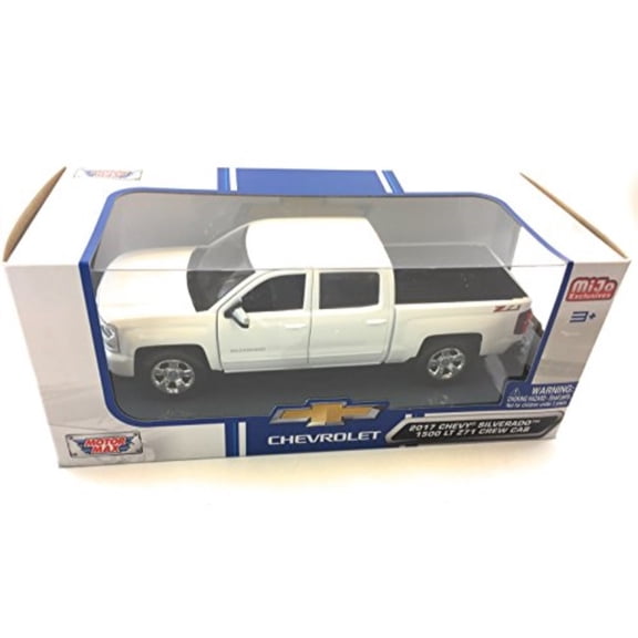 motormax 2017 chevy silverado 1500 lt z71 crew cab pickup truck 1/24 scale diecast model car white