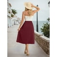 thumbnail image 3 of Gleelist Womens Midi Skirts with Pockets A-Line Casual High Waist Elastic Western Flowy Skirts for Women S-XXL, 3 of 7