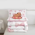 thumbnail image 5 of Erosebridal Cartoon Capybara Twin Comforter Sets For Cute Animals Lover,Pink Bows Cartoon Bowtie Bedding Set For Kids ,Reversible Pink 2pcs, 5 of 7