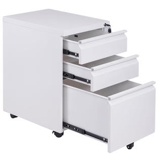 Steel Rolling Storage A4 Drawers File Cabinet - White