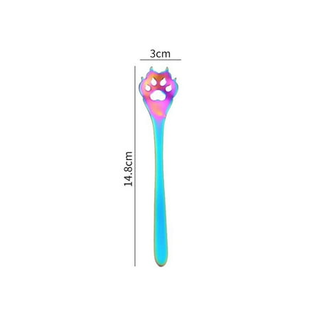 

Cat Dog Paw Stainless Steel Coffee Spoon 1pc Colorful Ice Cream Dessert Spoon Kitchen Accessories Tableware