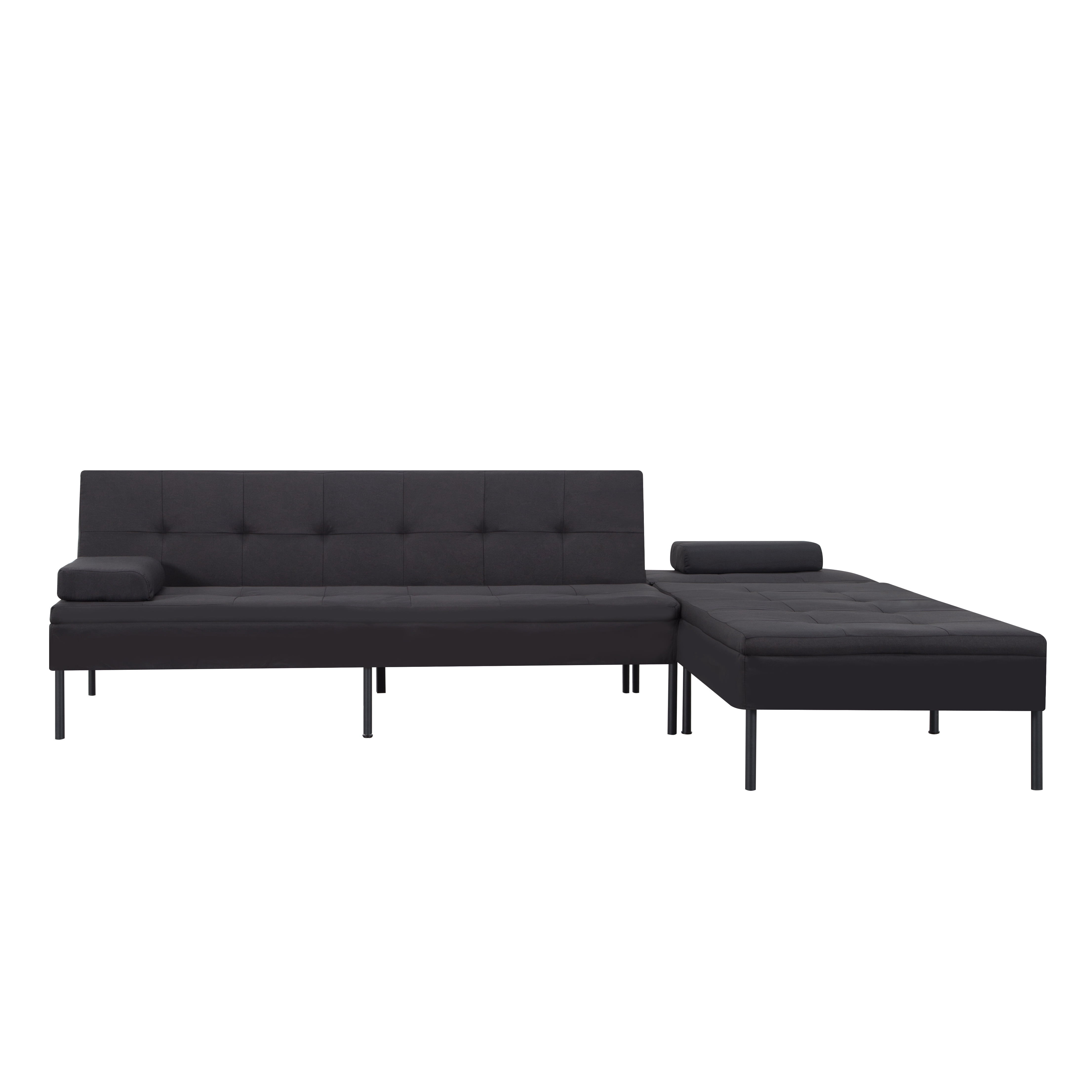 BSHTI 89.4" Convertible L-Shaped Sectional Sofa Bed with Reversible Chaise, 5-Position Adjustable Backrest, All-Iron Frame & 2 Armrest Cushions, Sectional Couches for Living Room