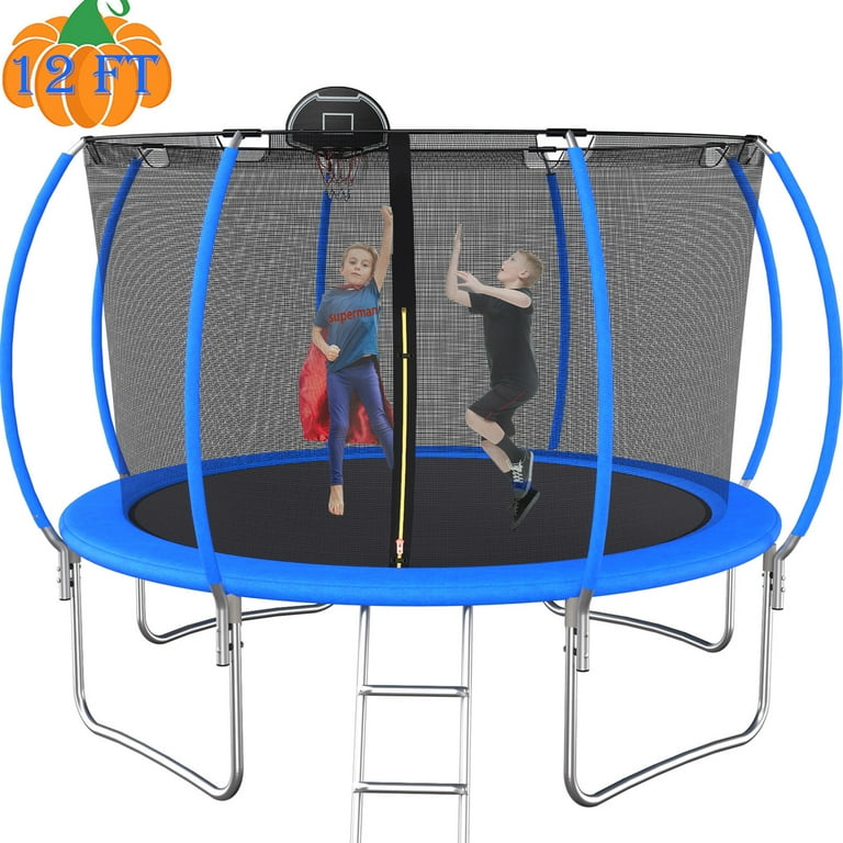 Kids Trampoline with Hoop ON SALES Seizeen 12FT Pumpkin