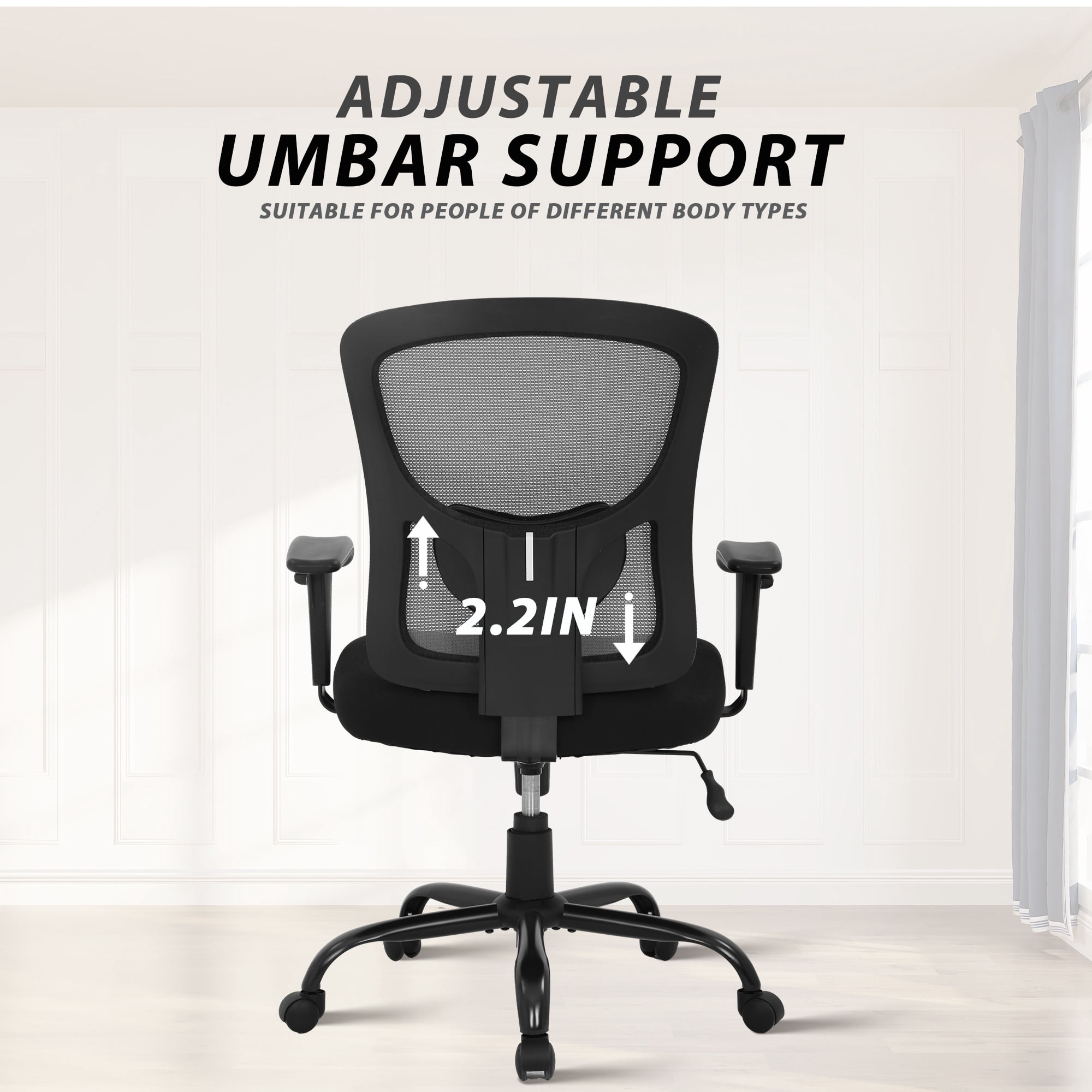 CL.HPAHKL Office Chair Ergonomic Desk Chair, 400lbs Big and Tall Mesh Chair, Computer Chair with Adjustable Arms & Seat Height, Rolling Swivel PC Chair for Home Office, Grey