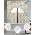 thumbnail image 2 of Teal Red Coastal Swag Curtains for Living Room/Bedroom Windows, Nautical Seahorse Beach Coral Starfish Beige Kitchen Curtains and Valances Set 36 Inch Length, Swags Valance Curtain Panels, 2 of 5