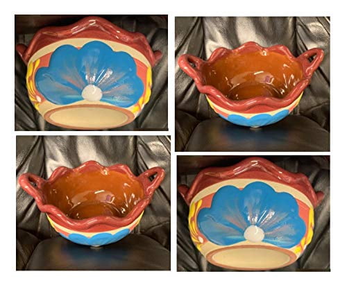 2-Made in Mexico Grande Liso Plato Hondo Para Menudo Caldo Pozole Sopa Pozolero Ceramico Cazo Casserole Dish Serving Bowl Soup Cereal Beans Rice Stew Mole Frijol Carnitas 5' Mexicana