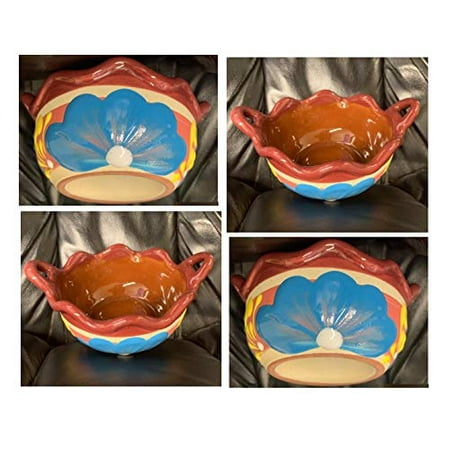 

2-Made in Mexico Grande Liso Plato Hondo Para Menudo Caldo Pozole Sopa Pozolero Ceramico Cazo Casserole Dish Serving Bowl Soup Cereal Beans Rice Stew Mole Frijol Carnitas 5 Mexicana