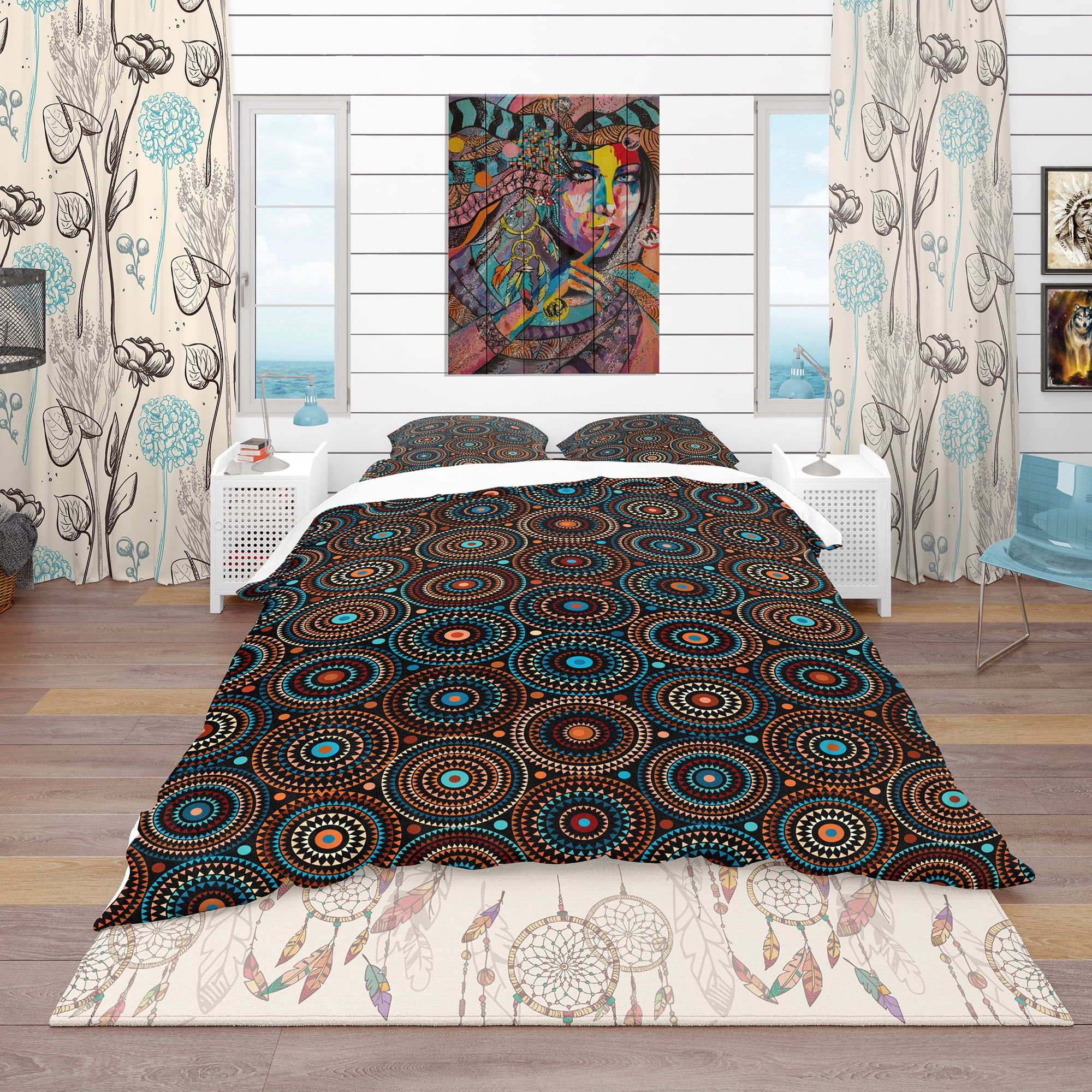 Designart 'Ethnic Geometric Pattern' Bohemian & Eclectic Duvet Cover Set