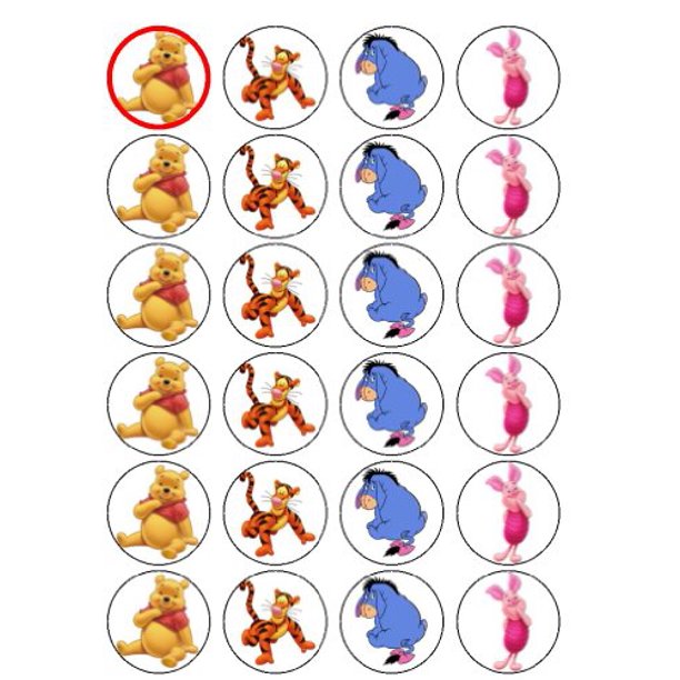 Winnie The Pooh Piglet Tigger Eeyore Edible Cupcake Toppers ABPID27340 