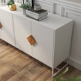 thumbnail image 6 of Abrihome Solid Wood Special Shape Square Handle Design with 4 Doors and Double Storage Sideboard,White, 6 of 7