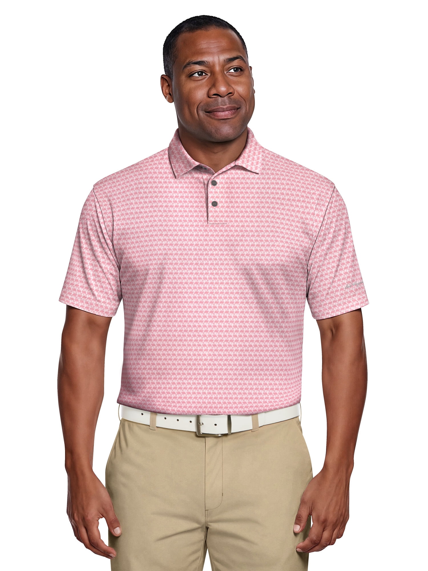 Ben Hogan Men's & Big Men's Performance Flamingo Printed Short Sleeve Polo Shirt, up to 5XL