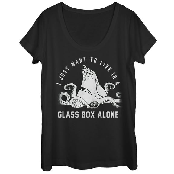Women's Finding Dory Hank Glass Box Alone  Scoop Neck Black Large