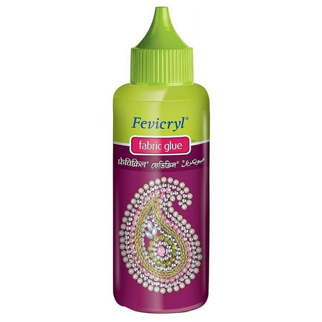 Set of 18 Fabric glue fevicryl 80 Grams Each bottle No Stitch Glue - Mirror Pieces, Patchwork, Stones, Laces, Sequins and etc