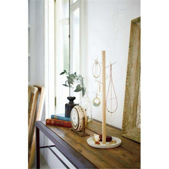 Yamazaki Home Jewelry Accessory Stand, White, Steel Wood