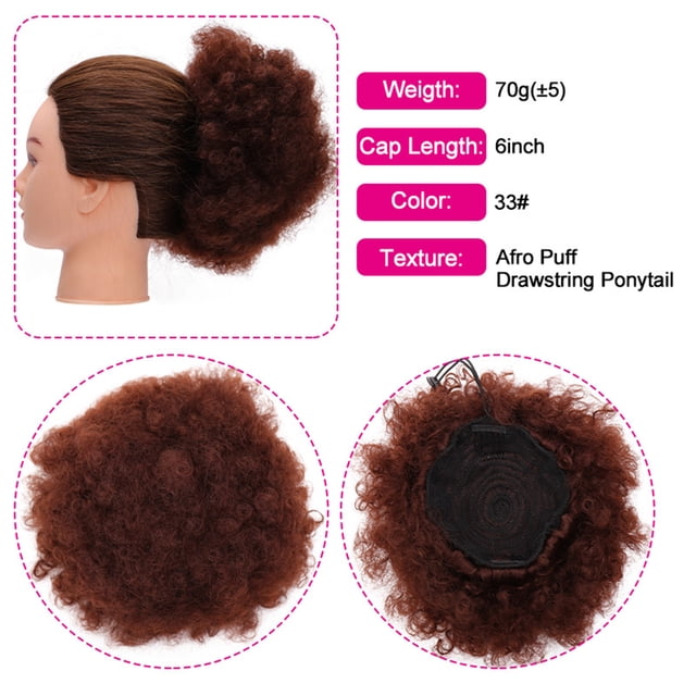 Becaristey Stylish Synthetic Afro Ponytail Clip Lightweight And Comfortable Brown 1Set