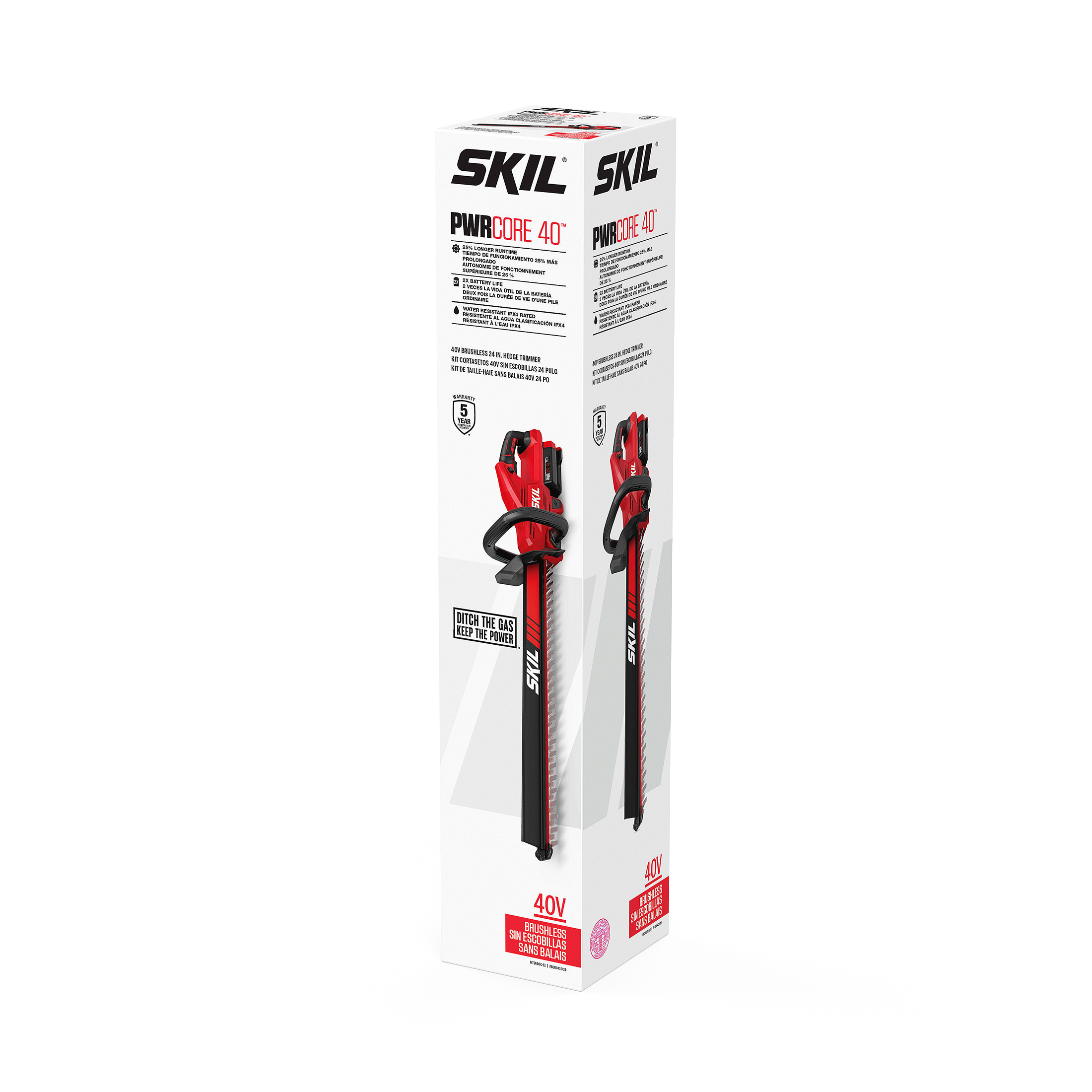 SKIL PWR CORE 40V Brushless 24-Inch Hedge Trimmer Kit with Dual-Action Steel Blades, 2.0Ah Battery and 60W Charger, HT2400C-11