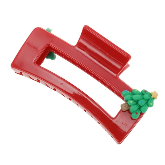 Unique Bargains 1 Pc Christmas Hair Clips Square Tree Hairdo Clip for Christmas 3.35"x1.77"x1.57" Red
