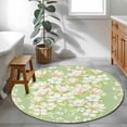 thumbnail image 3 of Round Area Rug 3 Ft, Spring Floral Washable Non-Slip Circle Carpet for Living Room/Bedroom, Watercolor Orchid Flowers Leaves Botanical Green Low-Profile Small Floor Mats Collection Rugs for Indoor, 3 of 8