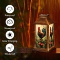 thumbnail image 5 of Solar Lantern Colorful Rooster Perched Wooden Fence Red Apples Greenery Garden Hanging Lantern Waterproof Solar Powered Lighting Outdoor Table Lamp for Deck Yard Camping Patio Decor, 5 of 7