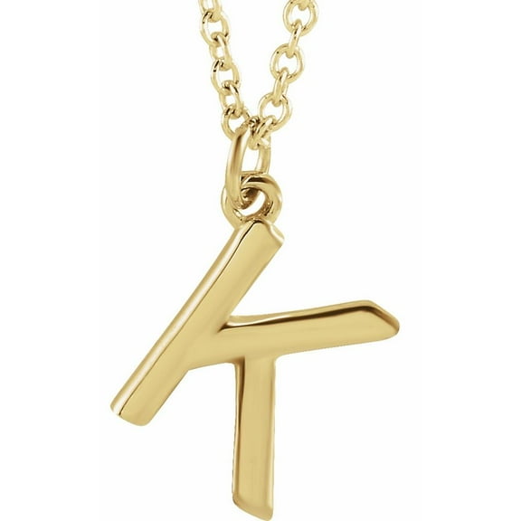 Precious Stars Unisex 14K Yellow Gold Initial K Dangle Necklace