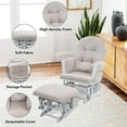 thumbnail image 4 of Nursery Glider & Ottoman Sets, Reclining Glider Rocker with Ottoman, Nursery Rocking Breastfeeding Maternity Chair for Baby Room, Recliner Glider with Ottoman, Padded Arms - Light Gray, 4 of 17