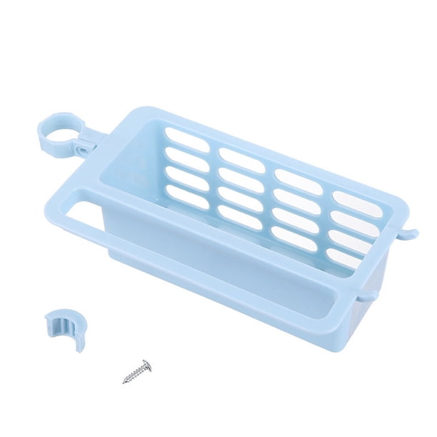 Bewildely Grifo de fregadero de cocina, organizador de almacenamiento de esponja, estante de drenaje de tela de jabón, soporte para estante de Juegos de accesorios de baño azul