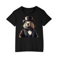 thumbnail image 5 of Feancey Boys Funny Graphic Tees Toddler Girls Groundhog Day Short Sleeve T-Shirts Summer Casual Animal Printed Cute Tops Holiday Black 140, 5 of 5