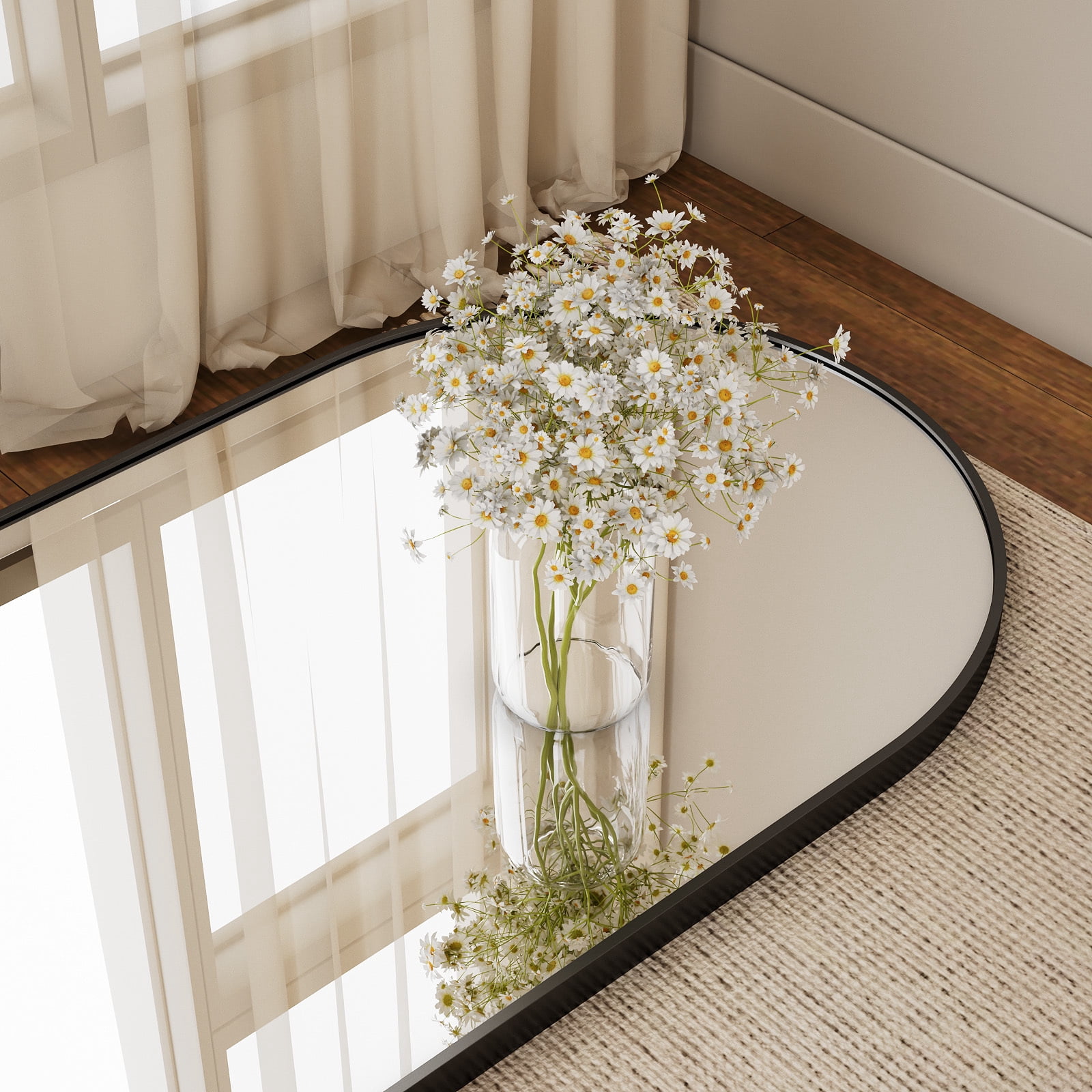 Mirrosa 68"x 22" Arched Full Length Mirror with Stand Standing Mirror,Black