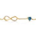 thumbnail image 3 of Gem Stone King 18K Yellow Gold Plated Silver Bracelet Persian Blue and White Moissanite (0.93 Cttw), 3 of 6
