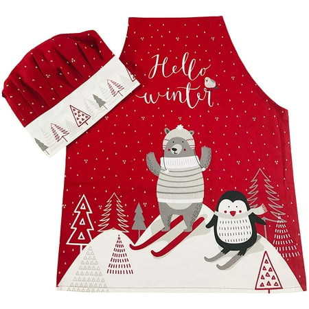 

Child Apron with Chef s Hat for Christmas Cooking and Baking Adjustable - One Size Fits All 100 % Cotton