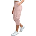 thumbnail image 3 of Kelon Cargo Capris for Women Lightweight Casual Summer Straight Leg Petite Length Cropped Pants Shorts With Pockets M, 3 of 6