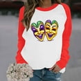 thumbnail image 4 of Xuyuer Mardi Gras Shirts for Women Shirt Funny Mask Graphic Tee Carnival Long Sleeve Shirt V Neck Top, 4 of 6