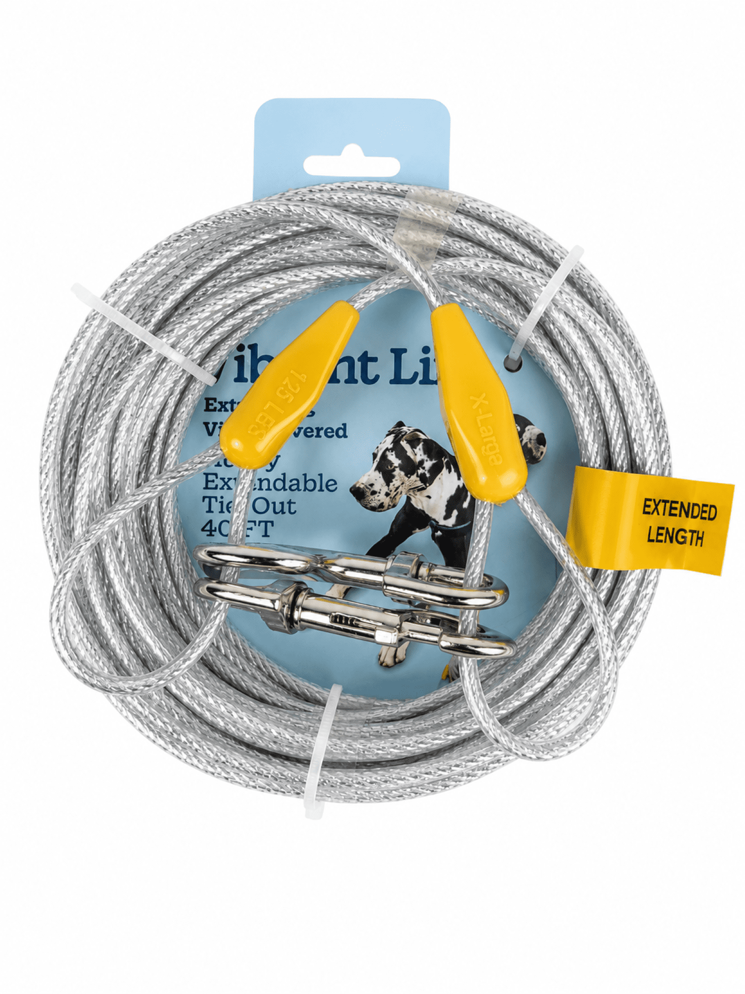 (3 pack) (3 pack) Vibrant Life Reflective Vinyl-Covered Tie-Out Cable for Dogs, XL, 40'
