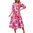 thumbnail image 1 of TJAZFJPA Robe Noire Femme Robe Élégante Décontractée à Col en V Imprimé Bohème Taille Haute Robe Trapèze Robes en Soie pour Femme Robe Gainante, 1 of 5