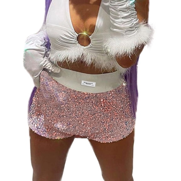 Women's Sexy High Waist Fashion Shiny Sequin Clubwear Mini Shorts