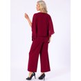thumbnail image 4 of DARING DIVA Women's Pantsuits Wedding 2 Piece Sets Formal Chiffon Top S Burgundy, 4 of 6