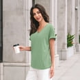 thumbnail image 5 of SUNBS T Shirts for Women V Neck Blouses Summer Casual Short Sleeve Top Cute Basic Trendy Outfits Fashion, 5 of 7
