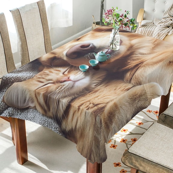 BZSMCE Square Tablecloth Sleep Cut and Dog Pattern Tableclothes